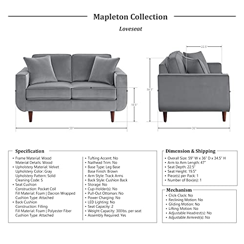 Lexicon Lexicon Mapleton 2-Piece Living Room Set, Gray